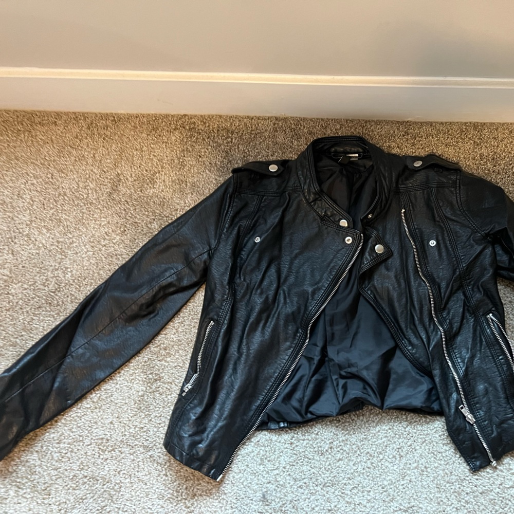 H&M Divided Faux Leather Moto Jacket | Black Faux Leather